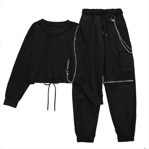 drawstring chain pocket jogger womens capri high waist autumn cargo streetwear harajuku pant females two piece, Black;white
drawstring chain pocket jogger womens capri high waist autumn cargo streetwear harajuku pant females two piece, Black;white