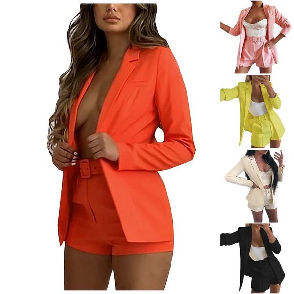 women's tracksuits solid color jacket shorts suit office workplace temperament fashion casual lapel cardigan two piece set, Gray
women's tracksuits solid color jacket shorts suit office workplace temperament fashion casual lapel cardigan two piece set, Gray