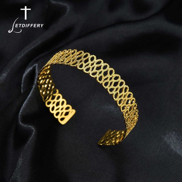 letdiffery vintage hollow women open bangles golded stainless steel leaf geometric shape bangle fashion jewelry q0719, Black
letdiffery vintage hollow women open bangles golded stainless steel leaf geometric shape bangle fashion jewelry q0719, Black