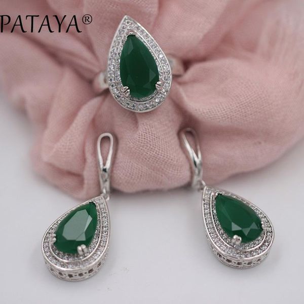 earrings & necklace pataya true white gold wedding party jewelry big green water drop natural zircon ring set women luxury trendy, Silver
earrings & necklace pataya true white gold wedding party jewelry big green water drop natural zircon ring set women luxury trendy, Silver