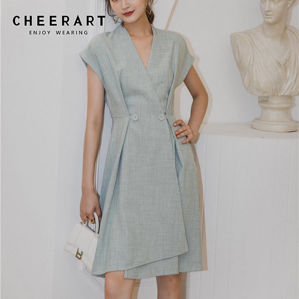 sleeveless summer wrap dress women batwing v neck a line tunic korean ladies modest 210427, Black;gray
sleeveless summer wrap dress women batwing v neck a line tunic korean ladies modest 210427, Black;gray