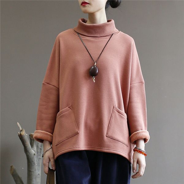 johnature women pullover sweatshirt pockets autumn turtleneck long sleeve solid color women cloths warm casual sweatshirt 210521, Black
johnature women pullover sweatshirt pockets autumn turtleneck long sleeve solid color women cloths warm casual sweatshirt 210521, Black