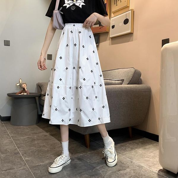 summer 2021 midi skirt for women flower embroidery a-line loose long student skirts womens elastic high waist slim white jupes, Black
summer 2021 midi skirt for women flower embroidery a-line loose long student skirts womens elastic high waist slim white jupes, Black