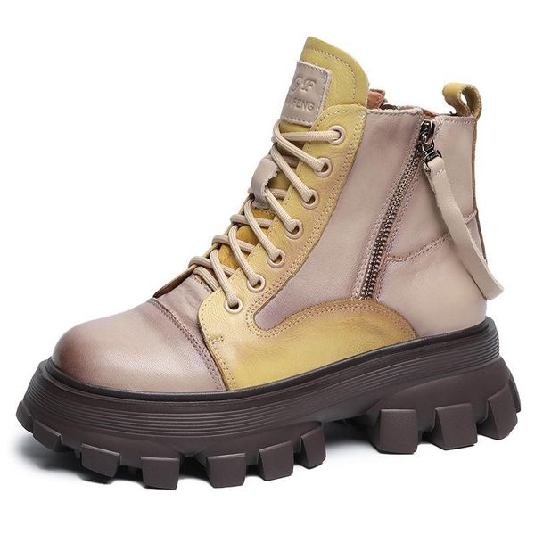 boots autumn and winter women's shoes cowhide platform punk short flat motorcycle leather nude green yellow, Black
boots autumn and winter women's shoes cowhide platform punk short flat motorcycle leather nude green yellow, Black