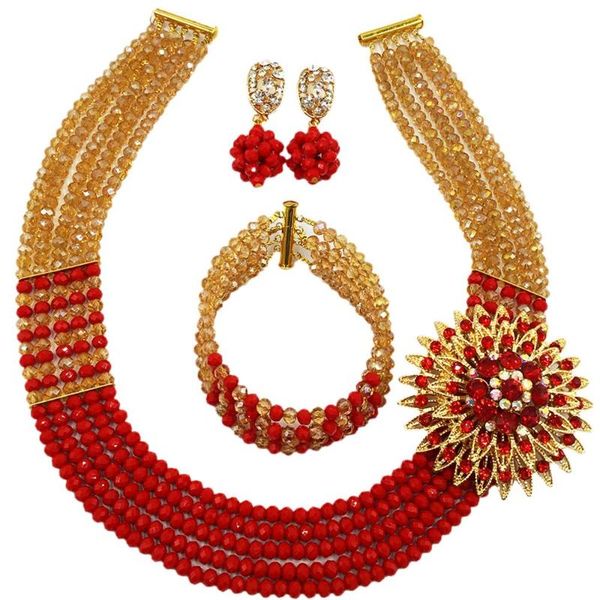 earrings & necklace modish opaque red costume african set crystal bead nigerian wedding jewelry, Silver
earrings & necklace modish opaque red costume african set crystal bead nigerian wedding jewelry, Silver