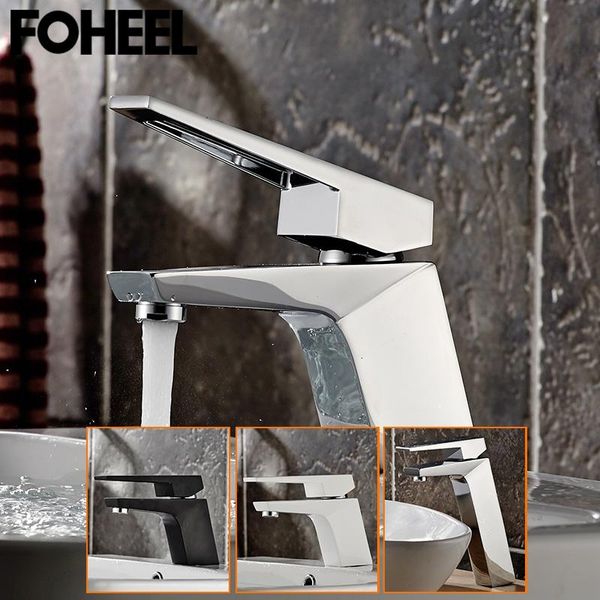 bathroom sink faucets foheel faucet washbasin tap chrome white black basin deck mounted mixer