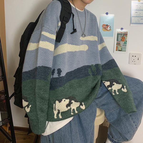 men's hoodies & sweatshirts autumn and winter cow sweater hong kong style harajuku contrast jacquard round neck lazy loose, Black
men's hoodies & sweatshirts autumn and winter cow sweater hong kong style harajuku contrast jacquard round neck lazy loose, Black
