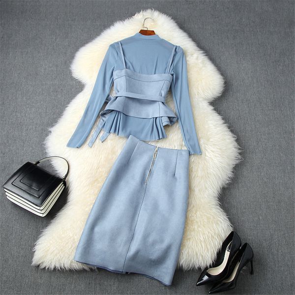 two piece dress runway female suit designers fashion long sleeve upper mesh tweed vest suede leather skirt 3 piece clothing ensemble h8x2, White
two piece dress runway female suit designers fashion long sleeve upper mesh tweed vest suede leather skirt 3 piece clothing ensemble h8x2, White