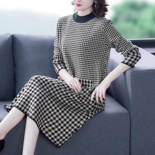 casual dresses coigarsam women dress autumn 2022 knitting long sleeve plaid black robe vestidos, Black;gray
casual dresses coigarsam women dress autumn 2022 knitting long sleeve plaid black robe vestidos, Black;gray