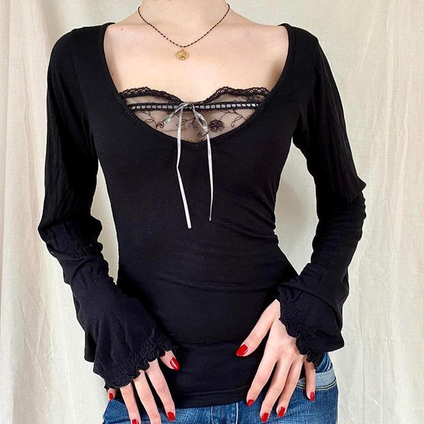 women's t-shirt 2021 women bow frill kawaii black t shirt v neck full sleeve tee vintage harajuku korean pullovers y2k lace crop top, White
women's t-shirt 2021 women bow frill kawaii black t shirt v neck full sleeve tee vintage harajuku korean pullovers y2k lace crop top, White
