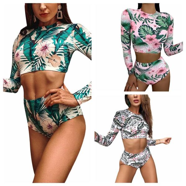 women's swimwear 2021 2 pieces bathing suit set, female floral print round neck long sleeve crop + bikini panties for summer, s//l/xl, White;black
women's swimwear 2021 2 pieces bathing suit set, female floral print round neck long sleeve crop + bikini panties for summer, s//l/xl, White;black