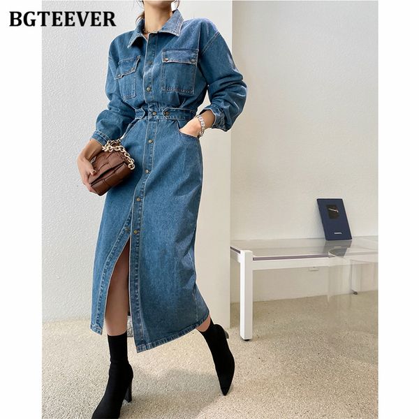 bgteever streetwear turn-down collar slim denim dress women chic single-breasted full sleeve women split jeans dress femme 2021, Black;gray
bgteever streetwear turn-down collar slim denim dress women chic single-breasted full sleeve women split jeans dress femme 2021, Black;gray