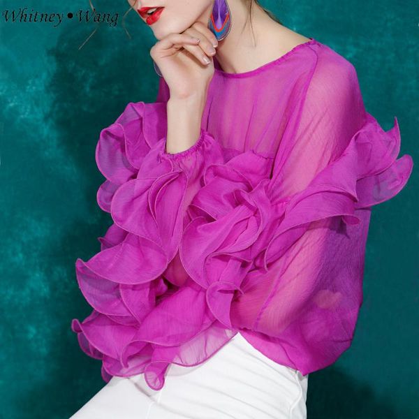 women's blouses & shirts whitney wang 2021 spring summer fashion elegant ruffles chiffon blouse women blusas office lady shirt, White
women's blouses & shirts whitney wang 2021 spring summer fashion elegant ruffles chiffon blouse women blusas office lady shirt, White