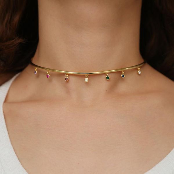 chokers 2021 modern fashion dangle rainbow cz torques necklaces gold color bohemia chic open collar necklace cuff choker for women, Golden;silver
chokers 2021 modern fashion dangle rainbow cz torques necklaces gold color bohemia chic open collar necklace cuff choker for women, Golden;silver
