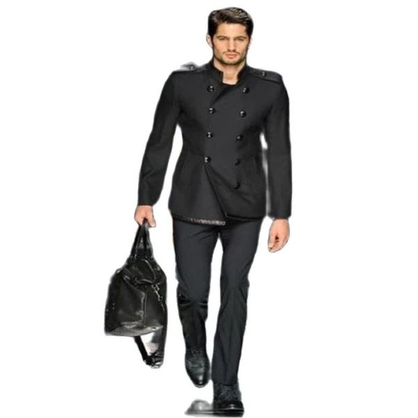 fashion stand collar double-breasted men's suit black classic groomsmen wedding party business slim fit dress 2 pieces suits & blazers, White;black
fashion stand collar double-breasted men's suit black classic groomsmen wedding party business slim fit dress 2 pieces suits & blazers, White;black