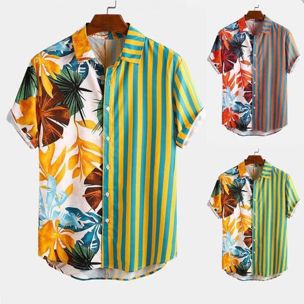 men's casual shirts trendy men shirt beach wear plant print striped hawaiian patchwork short sleeve buttons for party summer, White;black
men's casual shirts trendy men shirt beach wear plant print striped hawaiian patchwork short sleeve buttons for party summer, White;black