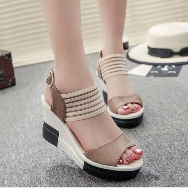 sandals summer fashion women ladies wedges high heel shoes open toe footwear shoes kckp, Black
sandals summer fashion women ladies wedges high heel shoes open toe footwear shoes kckp, Black