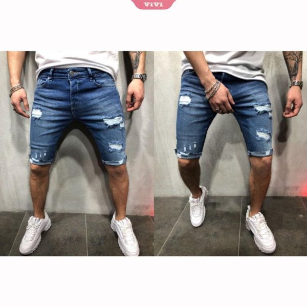 men's jeans 2021 shorts five-point pants ripped holes tight-fitting slim frayed denim, Blue
men's jeans 2021 shorts five-point pants ripped holes tight-fitting slim frayed denim, Blue