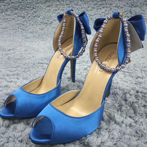 dress shoes blue satin pumps high heel bridals party women spring summer peep toe pearl strap bowing stiletto 12cm, Black 
dress shoes blue satin pumps high heel bridals party women spring summer peep toe pearl strap bowing stiletto 12cm, Black