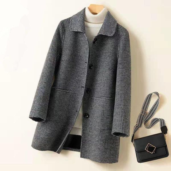 women's wool & blends autumn winter plaid woolen coat womens loose long jacket oversized blazer female trench coats there are lining 5x, Black
women's wool & blends autumn winter plaid woolen coat womens loose long jacket oversized blazer female trench coats there are lining 5x, Black