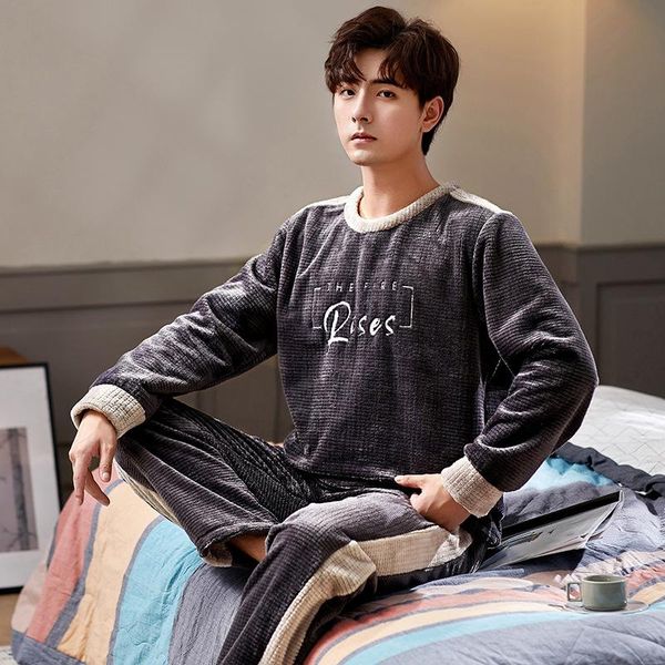men's sleepwear trendy letter print men casual style pajamas winter warm thick flannel o-neck long sleeve pants father home suit loose, Black;brown
men's sleepwear trendy letter print men casual style pajamas winter warm thick flannel o-neck long sleeve pants father home suit loose, Black;brown