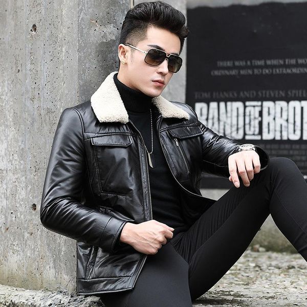 men's leather & faux genuine jacket men cow duck down winter coat wool collar real 2021 casaco sy60n yy9114, Black
men's leather & faux genuine jacket men cow duck down winter coat wool collar real 2021 casaco sy60n yy9114, Black