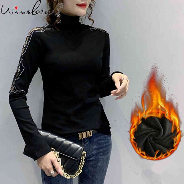 women's t-shirt fall winter korean style women chic turtleneck shiny diamonds cotton with fleece girl all match tees t0n, White
women's t-shirt fall winter korean style women chic turtleneck shiny diamonds cotton with fleece girl all match tees t0n, White