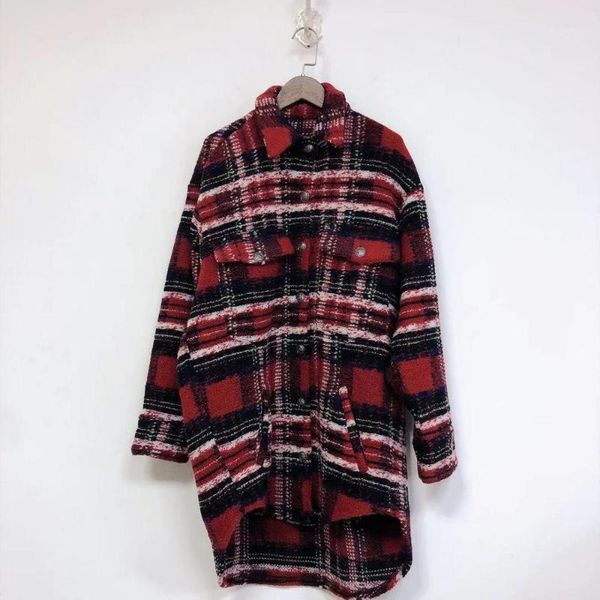 plaid tweed women midi shirt coat long sleeve turn-down collar loose wool blend lady jacket autumn winter women's & blends, Black
plaid tweed women midi shirt coat long sleeve turn-down collar loose wool blend lady jacket autumn winter women's & blends, Black