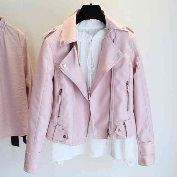 women spring autumn faux leather jacket motor biker zipper slim outfit turn down collar outerwear 210512, Black
women spring autumn faux leather jacket motor biker zipper slim outfit turn down collar outerwear 210512, Black