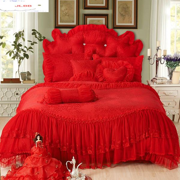 bedding sets 4pcs red pink jacquard cotton luxury wedding set king bed lace duvet cover skirt pillowcase bedclothes
bedding sets 4pcs red pink jacquard cotton luxury wedding set king bed lace duvet cover skirt pillowcase bedclothes