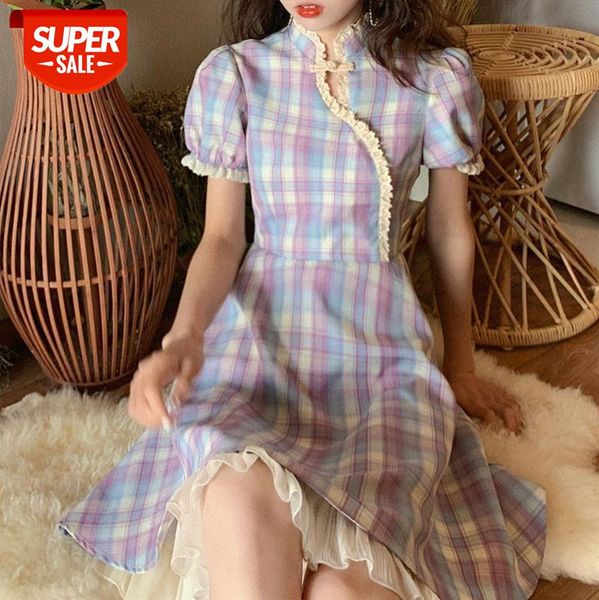 korean round neck short sleeve sweet tea girl college style lace stitching improved dress #nz9y, White;black
korean round neck short sleeve sweet tea girl college style lace stitching improved dress #nz9y, White;black