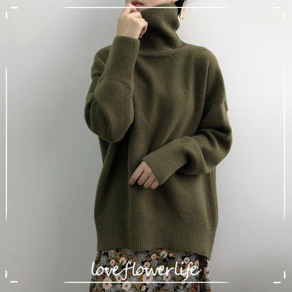 women's jackets double turtleneck sweater autumn winter 2021 korean lazy wind loose thickened knitted base coat gb043, Black;brown
women's jackets double turtleneck sweater autumn winter 2021 korean lazy wind loose thickened knitted base coat gb043, Black;brown