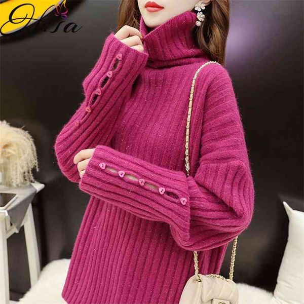 winter turtleneck sweater and pullovers for women button hollow out pull sweaters korean oversized red knit jumper 210430, White;black
winter turtleneck sweater and pullovers for women button hollow out pull sweaters korean oversized red knit jumper 210430, White;black
