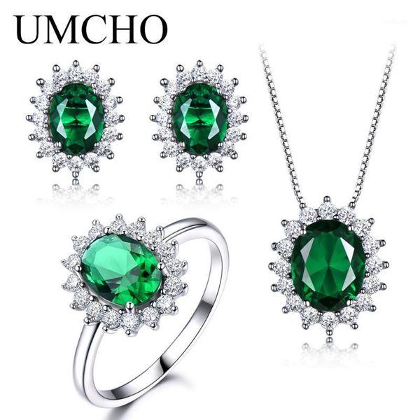 umcho 925 sterling silver jewelry set green emerald ring pendant stud earrings for women fine jewelry, Black
umcho 925 sterling silver jewelry set green emerald ring pendant stud earrings for women fine jewelry, Black