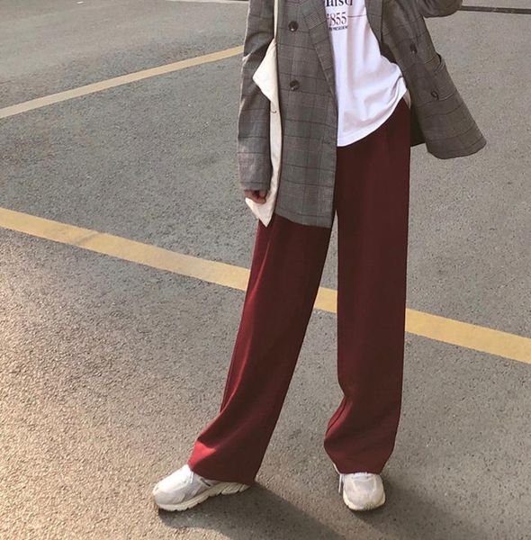 women's pants & capris korean spring autumn wide-leg loose straight casual suit vertical sense women high waist vintage burgundy trouse, Black;white
women's pants & capris korean spring autumn wide-leg loose straight casual suit vertical sense women high waist vintage burgundy trouse, Black;white