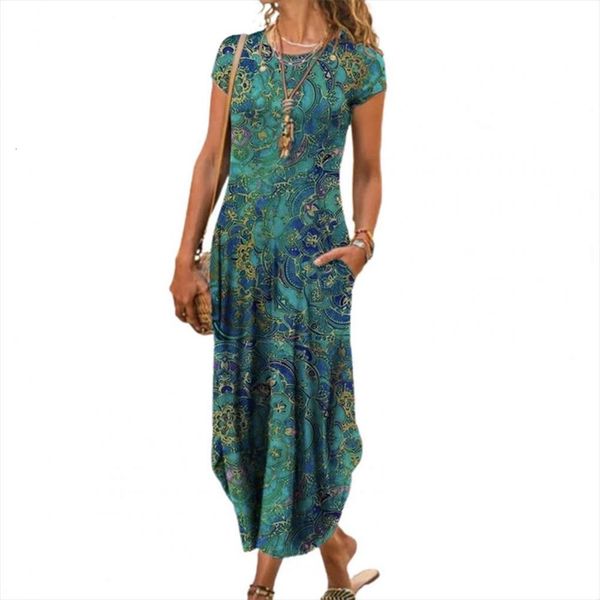 summer midi round neck womens dresses loose vintage floral print vacation, Black;gray
summer midi round neck womens dresses loose vintage floral print vacation, Black;gray