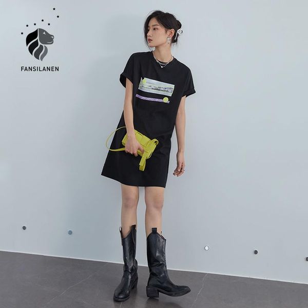 women's t-shirt fansilanen office ladies 100% cotton black lengthened dress women summer 2021 loose printed skirt long, White
women's t-shirt fansilanen office ladies 100% cotton black lengthened dress women summer 2021 loose printed skirt long, White