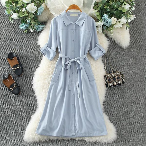casual dresses women shirt dress spring autumn long sleeve single breasted tunic elegant simple work midi ladies, Black;gray
casual dresses women shirt dress spring autumn long sleeve single breasted tunic elegant simple work midi ladies, Black;gray