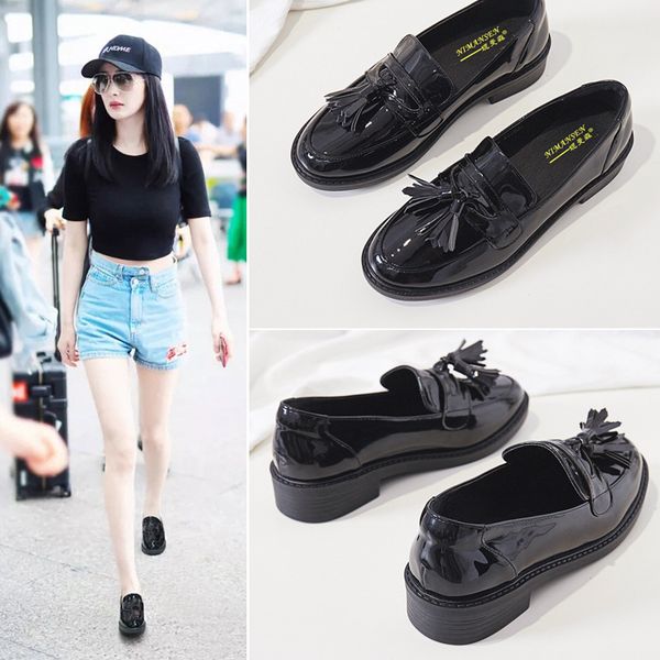 dress shoes japanned leather tassel brogues woman british style oxford round toe bright derby flats fringe creepers iv5q, Black
dress shoes japanned leather tassel brogues woman british style oxford round toe bright derby flats fringe creepers iv5q, Black