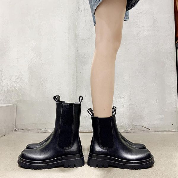boots 2021 autumn winter woman high-thick bottom female casual fashion shoes, Black
