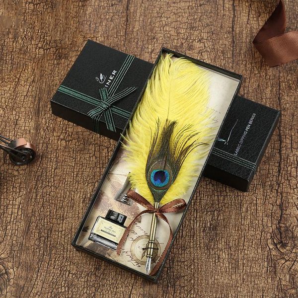 retro peacock feather pen antique fountain set dip ink stationery signature pens creative gift business color quill
retro peacock feather pen antique fountain set dip ink stationery signature pens creative gift business color quill
