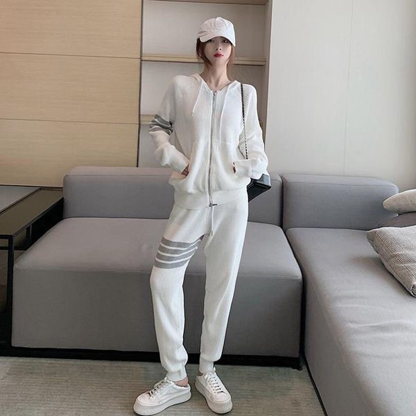 woman winter knit sweater fashion hooded two piece set zipper + pants suit sportwear tracksuit outfits women's, White
woman winter knit sweater fashion hooded two piece set zipper + pants suit sportwear tracksuit outfits women's, White