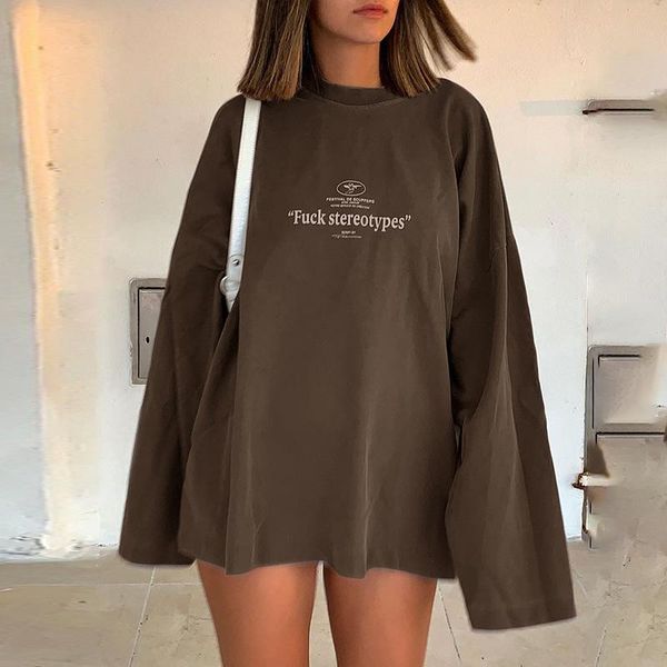 women's t-shirt autumn style 2021 english alphabet printing casual loose long-sleeved top, White
women's t-shirt autumn style 2021 english alphabet printing casual loose long-sleeved top, White