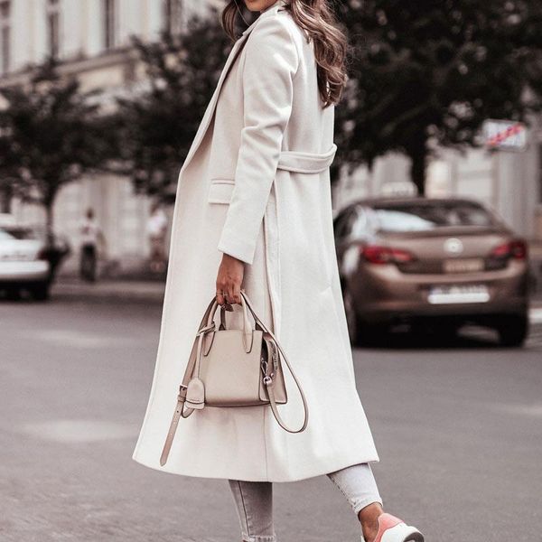 women's wool & blends office lady simple long coat turn down collar sleeve lace up pocket coats elegant 2021 fashion female oat, Black
women's wool & blends office lady simple long coat turn down collar sleeve lace up pocket coats elegant 2021 fashion female oat, Black