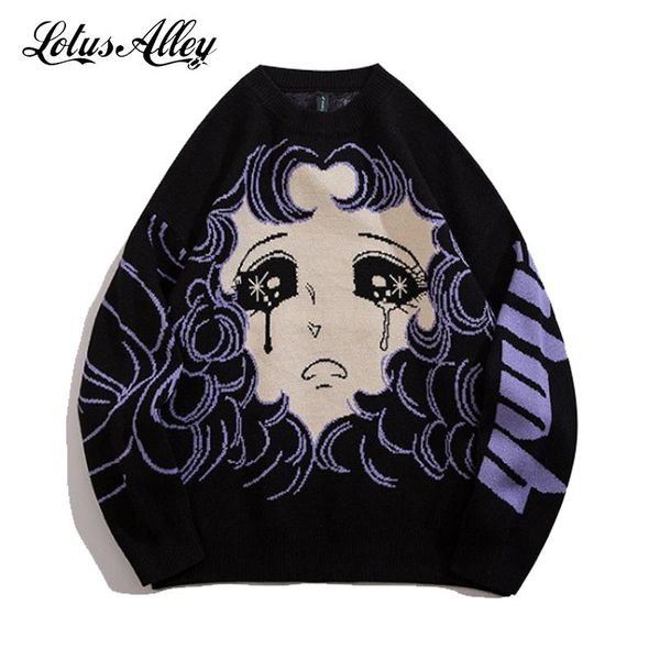 men's sweaters hip hop mens jumpers cartoon sweater oversize kawaii pullover harajuku streetwear fashion for men autumn winter 2021, White;black
men's sweaters hip hop mens jumpers cartoon sweater oversize kawaii pullover harajuku streetwear fashion for men autumn winter 2021, White;black