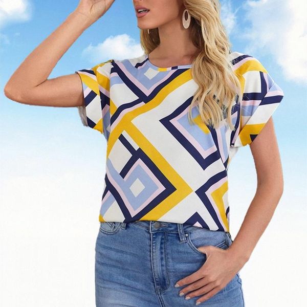 women's t-shirt 2021 summer yellow digital printing irregular geometric pattern round neck short sleeve streetwear woman tshirts, White
women's t-shirt 2021 summer yellow digital printing irregular geometric pattern round neck short sleeve streetwear woman tshirts, White