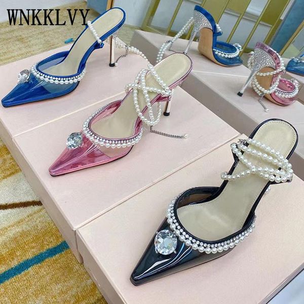 dress shoes 2021 spring summer thin high heels sandals women crystal pearl chain decor pumps clear pvc sandalias wedding, Black
dress shoes 2021 spring summer thin high heels sandals women crystal pearl chain decor pumps clear pvc sandalias wedding, Black
