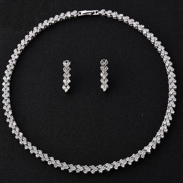 earrings & necklace + cubic zirconia wedding and luxury crystal bridal jewelry sets for bridesmaids, Silver
earrings & necklace + cubic zirconia wedding and luxury crystal bridal jewelry sets for bridesmaids, Silver