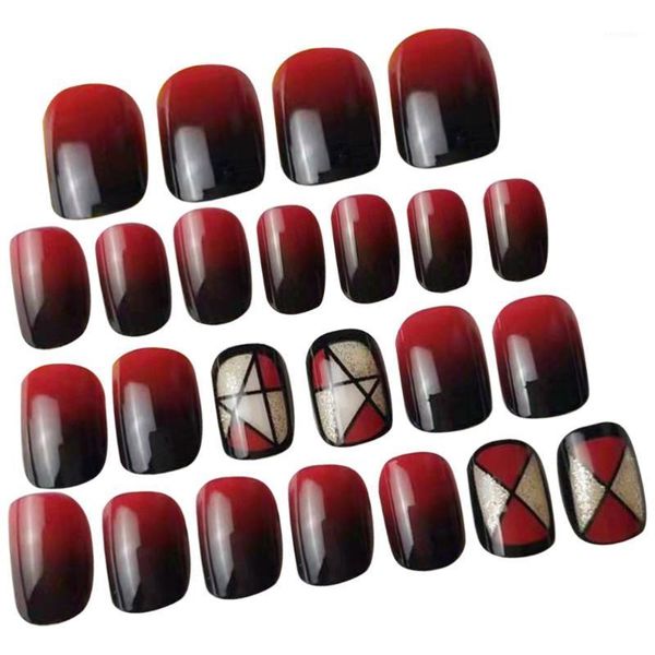 24pcs delicate nail sticker fake paste fashion art tool tip decals creative manicure pieces for woman g1, Red;gold
24pcs delicate nail sticker fake paste fashion art tool tip decals creative manicure pieces for woman g1, Red;gold
