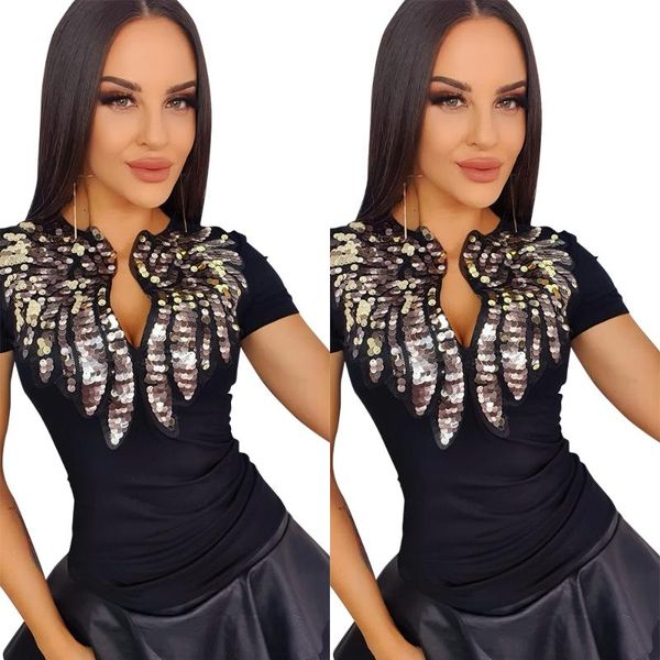 women's t-shirt fashion sequin angel woman causal novelty short sleeve v-neck t shirt summer slim fit t-shirts d30, White
women's t-shirt fashion sequin angel woman causal novelty short sleeve v-neck t shirt summer slim fit t-shirts d30, White